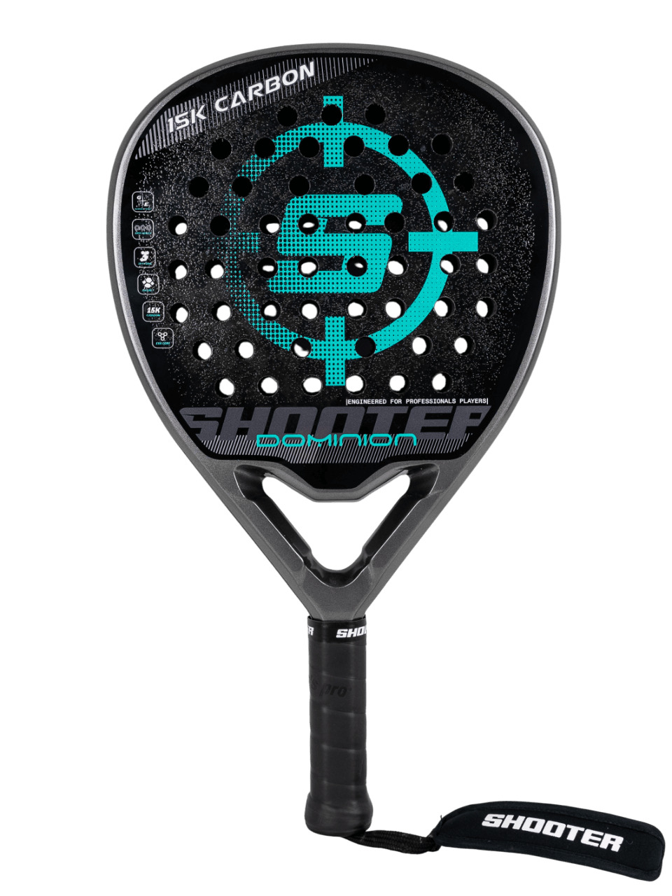 PALA DIAMANTE SHOOTER DOMINION 2025 de carbono 15K y basalto logo en verde  vista frente