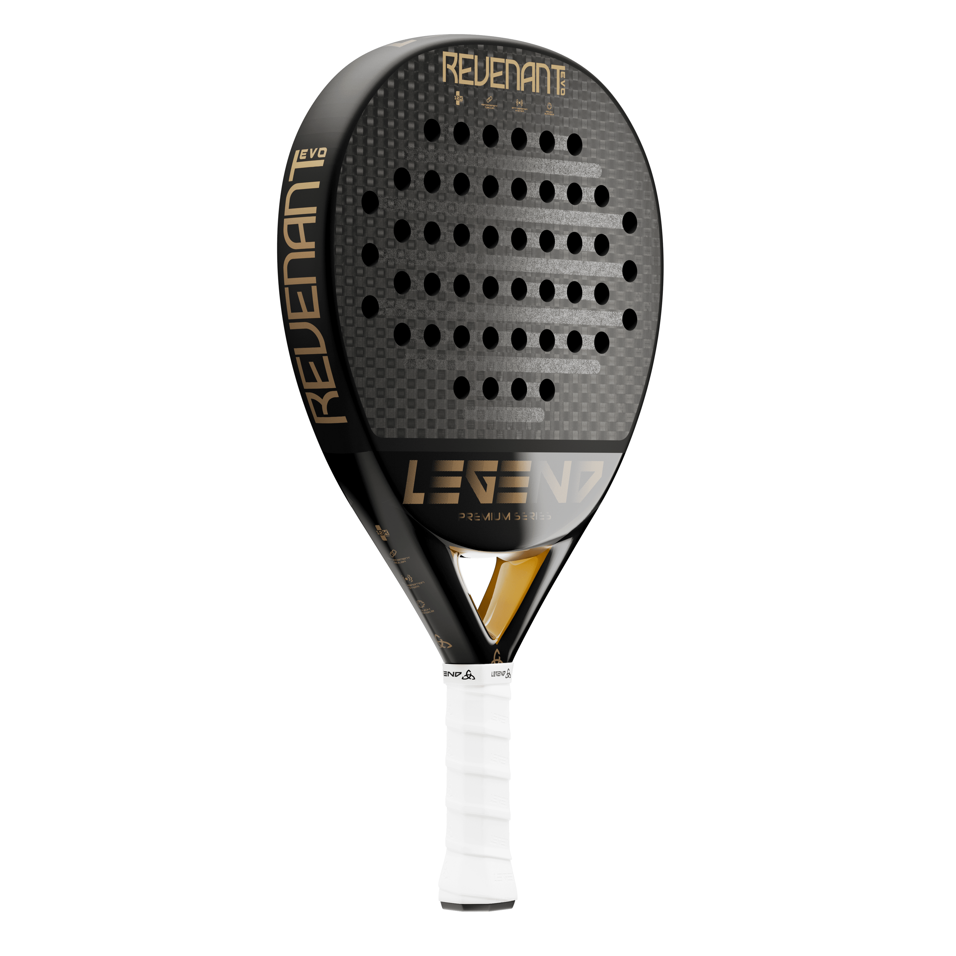 PALA DIAMANTE LEGEND REVENANT EVO DE COLOR NEGRA EN  VISTA FRONTAL PERFILADO