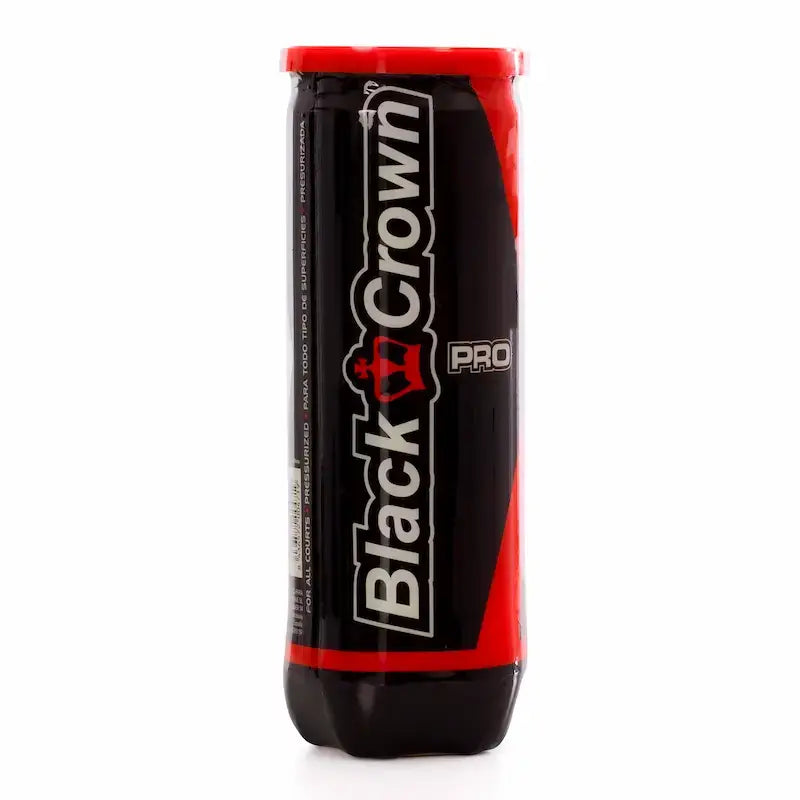bote de bolas de pádel de tres pelotas marca black crown modelo pro