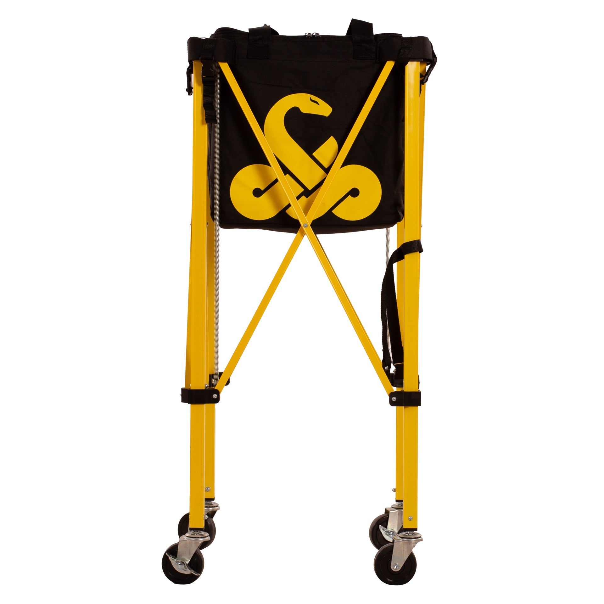 CARROPORTAPELOTAS VIBORA EN AMARILLO Y NEGRO CON RUEDAS 360°