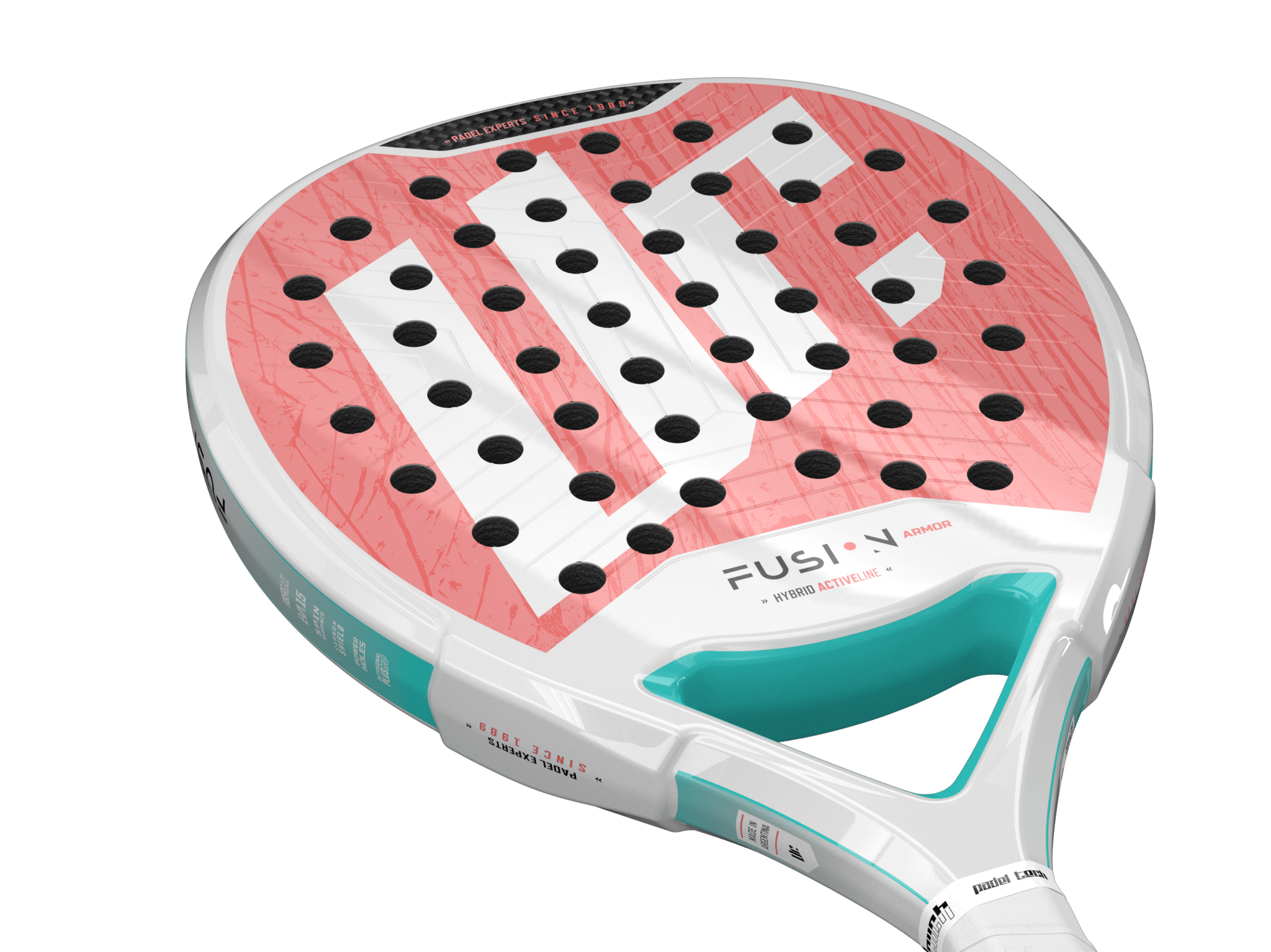 pala fusion armor m de urich, color rosa y blanco vista recostada